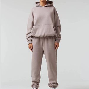 High Quality <b>Women</b> Tracksuit Set Heavyweight Cotton 2 Piece Hoodie and <b>Jogger</b> Set <b>Women</b> <b>Fleece</b> Custom <b>Women's</b> Sets - Product Image 3