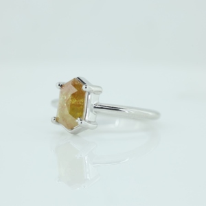 <b>Labradorite</b> Blue Flashy Fire Hexagon Stone Minimalist Gold Plated 925 Sterling Silver <b>Ring</b> for Women's Anniversary Birthday Gift - Product Image 3