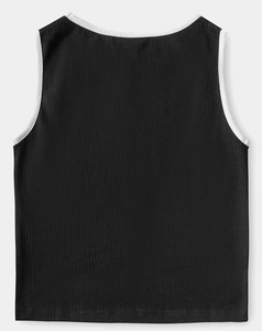 Débardeur court en coton côtelé pour femme, en tissu tricoté uni, style streetwear décontracté, avec logo personnalisé, pour l'entraînement - Product Image 3