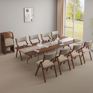 Sedie da pranzo pieghevoli imbottite in mogano, salvaspazio, facili da trasportare, senza montaggio, confezione da 2, color crema tortora + noce - Product Image 6