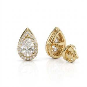 Boucles d'oreilles en or jaune 18 carats VB-SR28 avec diamants de 1,25 ct, couleur EF, diamants de laboratoire VS1, boucles d'oreilles à halo, certifiées IGI - Product Image 4