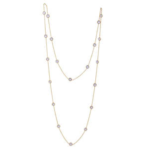 สร้อยคอทองคำแท้ 18K ชุบทองคำชมพู ประดับไพลินสีน้ำเงินและเพชร - Product Image 5