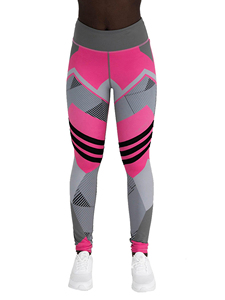Leggings de yoga et de fitness pour femmes, taille haute, respirants, tricotés, anti-bactériens, brillants, avec motifs par sublimation, Nouveauté - Product Image 4