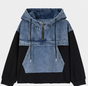 Hoodie en jean pour homme de qualité supérieure avec poche kangourou - Product Image 3