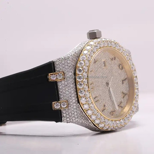 นาฬิกาข้อมือฮิปฮอปผู้ชายแบบสองสีทองเงินแท้ ประดับเพชรโมอิสซาไนต์ คุณภาพสูง หรูหรา สั่งทำพิเศษพร้อมตราสินค้า - Product Image 4