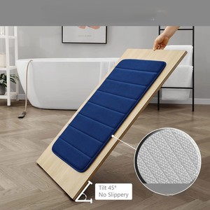 Solid Color Rectangle Memory Foam Bath Mat With <b>Rubber</b> Backing Anti Slip For Bathroom <b>Floor</b> Modern Minimalist Design - Product Image 4