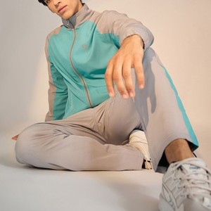 Ensemble de survêtement bleu pour homme – Veste zippée à manches longues et pantalon, color block, coupe sportive régulière, respirant, idéal pour l'automne - Product Image 3