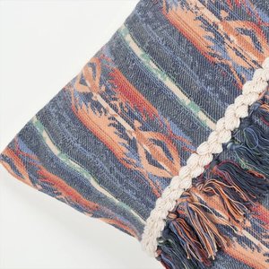 Hand Loom Woven Texture <b>Stripe</b> Printed Lightweight Black Red Square Zipper Closure 100% Cotton Unisex Home Decor <b>Cushion</b> Cover - Product Image 2
