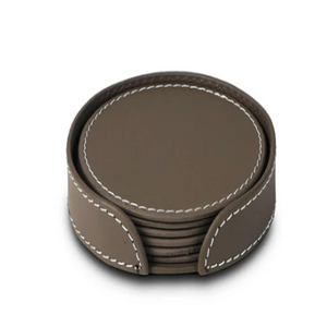 Leather Coasters Tan Leather Coaster With Holders - Product Image 4