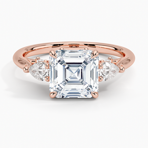 แหวนเพชรทรงแอสเชอร์ เพชรเพาะเลี้ยง E VVS2 ทรงลูกแพร์ มาร์คีส์ ทรงกลม ทอง 14K 18K แหวนเพชรสามเม็ด สำหรับหมั้นและแต่งงาน เครื่องประดับชั้นดี - Product Image 3