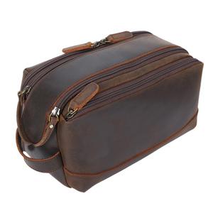 Portable Travel Leather Cosmetic Pouch with Zip - Custom Unisex Zipper Fashion Durable <b>Toiletry</b> Bag - Daily Cosmetics <b>Storage</b> - Product Image 4