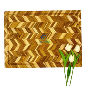Planche en bois massif rectangulaire personnalisable OEM ODM, écologique, non toxique, qualité supérieure, avec poignée sculptée et canal de drainage - Product Image 3