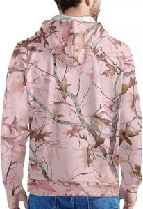 Men <b>Pink</b> Camo Patch Embroidered Hoodie Oversized Cotton Fleece Pullover Custom Logo Hoodies Sweatshirt For Men - Product Image 6