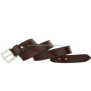 Cinturón Casual de Cuero Genuino Grueso Marrón Hecho a Mano de Calidad de Exportación para Hombre con Hebilla Ajustable de Latón de Una Sola Punta - Product Image 5