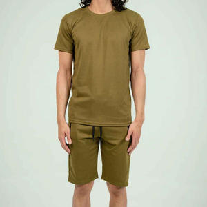 Ensemble d'été pour hommes grandes tailles, best-seller, coupe ajustée, short en tissu éponge uni, vêtements d'extérieur, hip-hop, 100% coton, assortiment parfait - Product Image 1