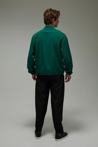 Men's Green Quarter-Zip Racer windbreaker <b>Jacket</b> Solid Color Windproof Polyester Casual Autumn Wear Regular Fit No Hood - Product Image 2