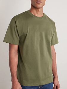 Camiseta de Algodón para Hombre, Corte Regular, Color Verde Oliva, Cuello Redondo, Manga Corta, Estilo Informal, Tejido Jersey, Color Sólido - Product Image 3
