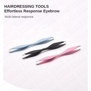 Premium Pink Powder Coated Stainless Steel Double End Eyebrow Tweezers with Custom Logo OEM Beauty <b>Tool</b> - Product Image 5