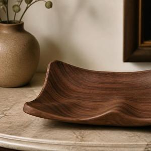 Plateau de service en bois de luxe moderne, fait main, pour petit-déjeuner, naturel, pour bureau, cuisine, salle à manger, passe au lave-vaisselle, compartiment unique - Product Image 4