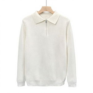 <b>Men's</b> Solid Color Turn-down Collar 1/4 Zipper Knit Pullover <b>Long</b> Sleeve Sweater Winter Casual Wear - Product Image 1