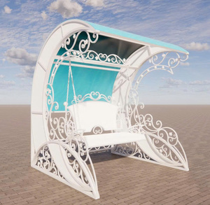 Outdoor Wrought Iron <b>Swing</b> Chair Patio Garden <b>Swing</b> Set Heavy Duty Metal Frame Elegant Design Rust Resistant Finish - Product Image 1