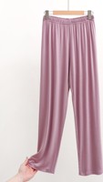Pantalon large en satin pour femme, couleur unie, taille élastique, coupe ample, longueur complète, décontracté, été, respirant, séchage rapide, rose, marine, blanc