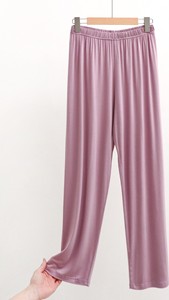 <b>Women's</b> Satin <b>Wide</b> <b>Leg</b> Pants Solid Color Elastic Waist Loose Fit Full Length Casual Summer Pants in Pink Navy <b>White</b> Black - Product Image 3