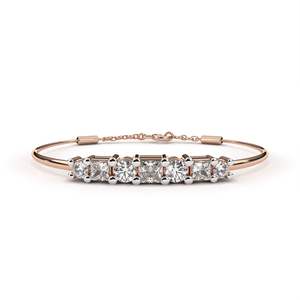 Bracelet en diamant de laboratoire rond et taille princesse pour femme, plaqué or, certifié IGI, bijoux de luxe pour mariée - Product Image 1