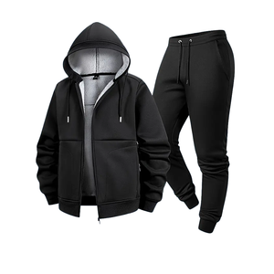 Ensemble de survêtement OEM pour homme – Personnalisable, durable, avec fermeture éclair intégrale, respirant, pantalon en polaire réversible, couleur unie, décontracté, pour l'hiver - Product Image 1