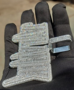 Luxury Moissanite Letter Pendant 925 Silver Baguette Cut Channel Setting Themed Charm Unisex Gift Jewelry - Product Image 5