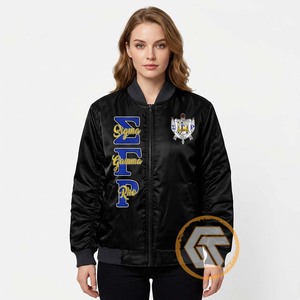 Tresors grecs : Blouson universitaire personnalisé Sigma Gamma Rho, matelassé et brodé, de haute qualité, respirant et imperméable, pour sororité - Product Image 4