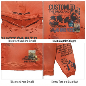 Sweat à capuche homme Sunfaded Mud Wash 450 g/m² en molleton bouclette, coupe ample effet vieilli, streetwear, pull orange personnalisé, style vintage - Product Image 3