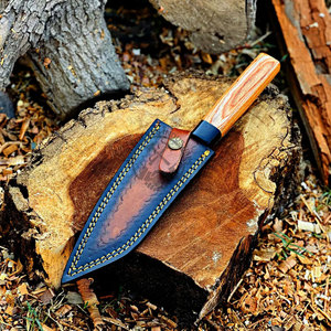 Brand New Edition Custom Handmade Fixed Blade <b>Copper</b> Damascus <b>Kitchen</b> Cutting Chef Knife Olivewood <b>Handle</b> 7" Blade Ambidextrous - Product Image 6