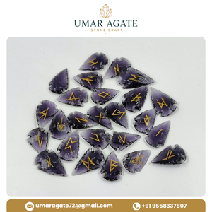 Juego de Runas Talladas en Cristal de Amatista Natural, Runas de Adivinación, Sanación Espiritual y Meditación - Product Image 4