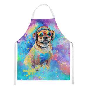Large Multicolor Hippie Dawg Pug <b>Apron</b> Unisex Kitchen Cooking Baking Crafts <b>Gardening</b> for Adults Men and Women - Product Image 1