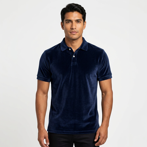 เสื้อโปโลผู้ชายแขนสั้นสีดำ ผ้าถัก สีพื้น สไตล์ลำลอง ทรงปกติ - Product Image 6