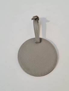 Étiquette de bagage ronde grise Étiquette en cuir PU texturé portable personnalisable - Product Image 5