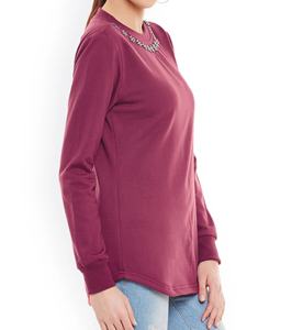 Venta al por mayor Casual Wear Comfort High Quality Women Solid Street Wears Service Cotton Crewneck Drop-shoulder Fashion Sweatshirt - Product Image 2