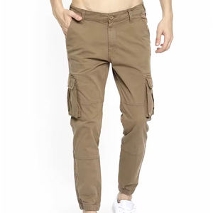 Pantalones cargo de sarga de corte clásico para hombre, 100% algodón, transpirables, informales, con seis bolsillos, estilo tradicional - Product Image 1