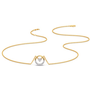 <b>Floating</b> Heart Circle Diamond Necklace with Half Sparkle <b>Frame</b> and Elegant Open Center Design - Product Image 2