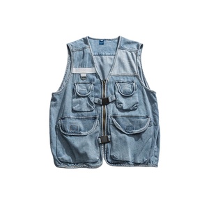 Latest Style Wholesale Cheap Price High Quality <b>Men</b> Washed Black Sleeveless Casual Wear Solid Side Pockets Denim <b>Vest</b> For <b>Men</b> - Product Image 1