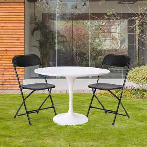 Modern White Plastic Folding Chair Stainless Steel Frame Portable Breathable Outdoor Seating for Garden <b>Camping</b> Park Hotel - Product Image 6