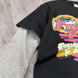 เสื้อยืดโอเวอร์ไซส์พิมพ์ลาย DTG แบบสองชั้น แขนยาว สไตล์สตรีทแวร์ ประดับคริสตัลหลากสี ผ้าคอตตอนวาฟเฟิล สำหรับผู้ชาย ลายกราฟิก - Product Image 4