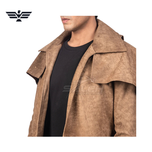 <b>Men's</b> Long <b>Suede</b> Motorcycle <b>Jacket</b> Stand Collar Vintage Casual Winter Outerwear Brown Regular Fit Faux Fur Lining Windproof - Product Image 6