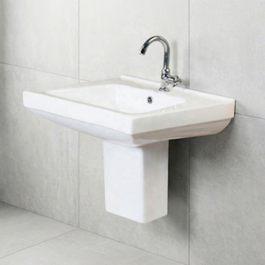 Meilleures ventes : Ensemble lavabo demi-pied carré en céramique blanche avec meuble pour centre commercial - Product Image 6