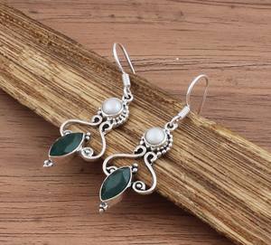 Pendientes de Lapislázuli Verde Natural en Forma de Gota, Plata de Ley 925, Gema en Forma de Lágrima, Joyería para Mujer, Regalo para Bodas y Fiestas - Product Image 4