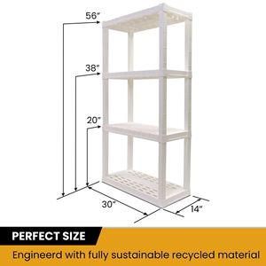 Étagère de rangement pour garage à 4 niveaux, 56"H x 30"W x 14"D, blanche, capacité de 400 lb - Product Image 2