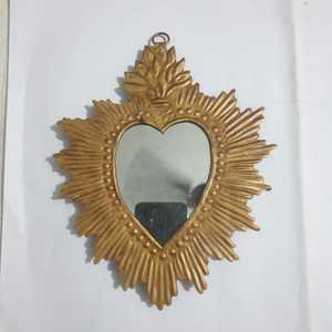 Modern Wood Home Decor Sacred <b>Hand</b> Wall Mirror Gold Tone Decorative Heart Ex-Votos Hanging <b>Ornament</b> - Product Image 5