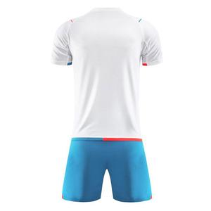 Conjunto de Camiseta de Fútbol para Hombre SHAFIQ SPORTS CLUB Time, Blanco y Azul Sólido, Manga Corta, Cuello en V, Absorbe la Humedad, Transpirable, 320g Poliéster - Product Image 3