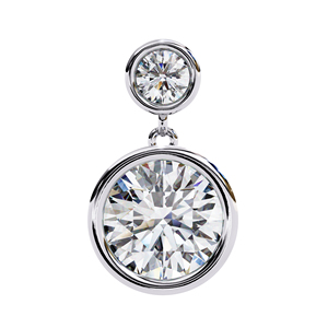 6.00mm Round Moissanite Bezel Drop <b>Earrings</b> with 2.70mm Top Stone D Color VVS Moissanite Diamond <b>Dangle</b> <b>Earrings</b> 925 <b>Silver</b> - Product Image 2